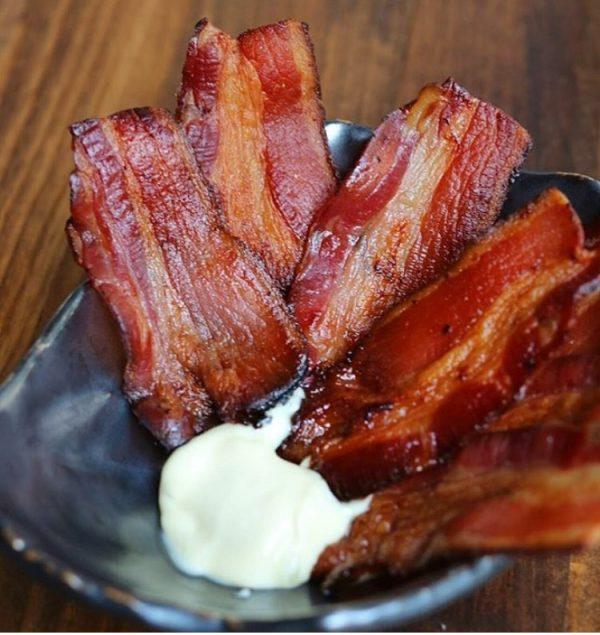 Bacon strips with mayo. (@BrunchBoys)