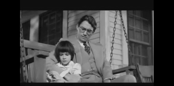 Atticus Finch (Gregory Peck) and his daughter (Mary Badham), in the movie "To Kill a Mocking Bird." (Screenshot/YouTube)