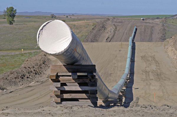 A section of the Dakota Access Pipeline under construction near the town of St. Anthony in Morton County, N.D. (Tom Stromme/The Bismarck Tribune via AP)