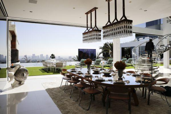 The indoor and outdoor dining areas at "The One" mansion in the Bel-Air area of Los Angeles. (Jae C. Hong/AP Photo)