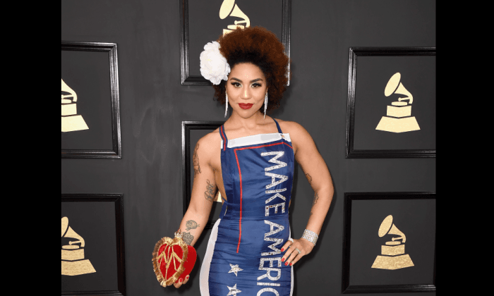 Singer Joy Villa Makes Statement With Trump Dress at Grammys, Music Sales Skyrocket