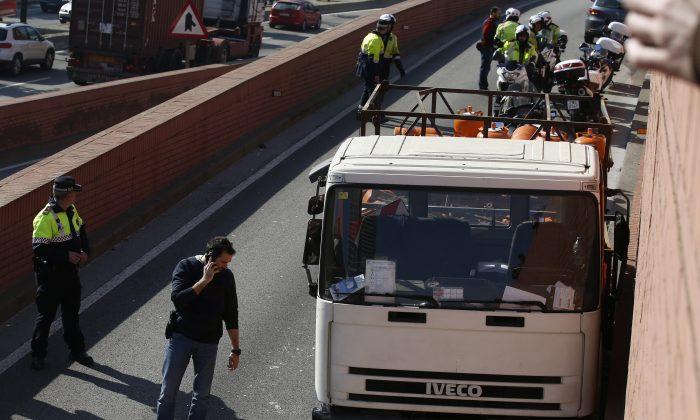 Spanish Police Stop Gas Truck Speeding Against Traffic