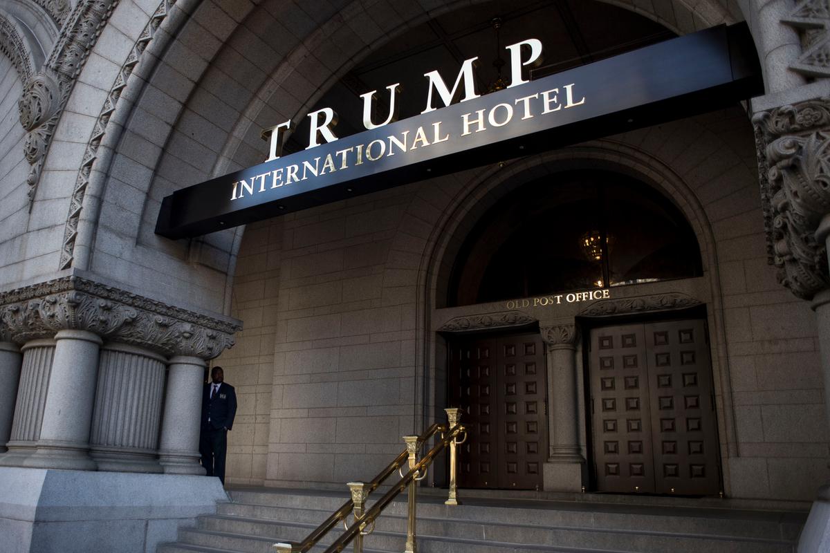An exterior view of the entrance to the new Trump International Hotel at the old post office in Washington on Oct. 26, 2016. (Gabriella Demczuk/Getty Images)