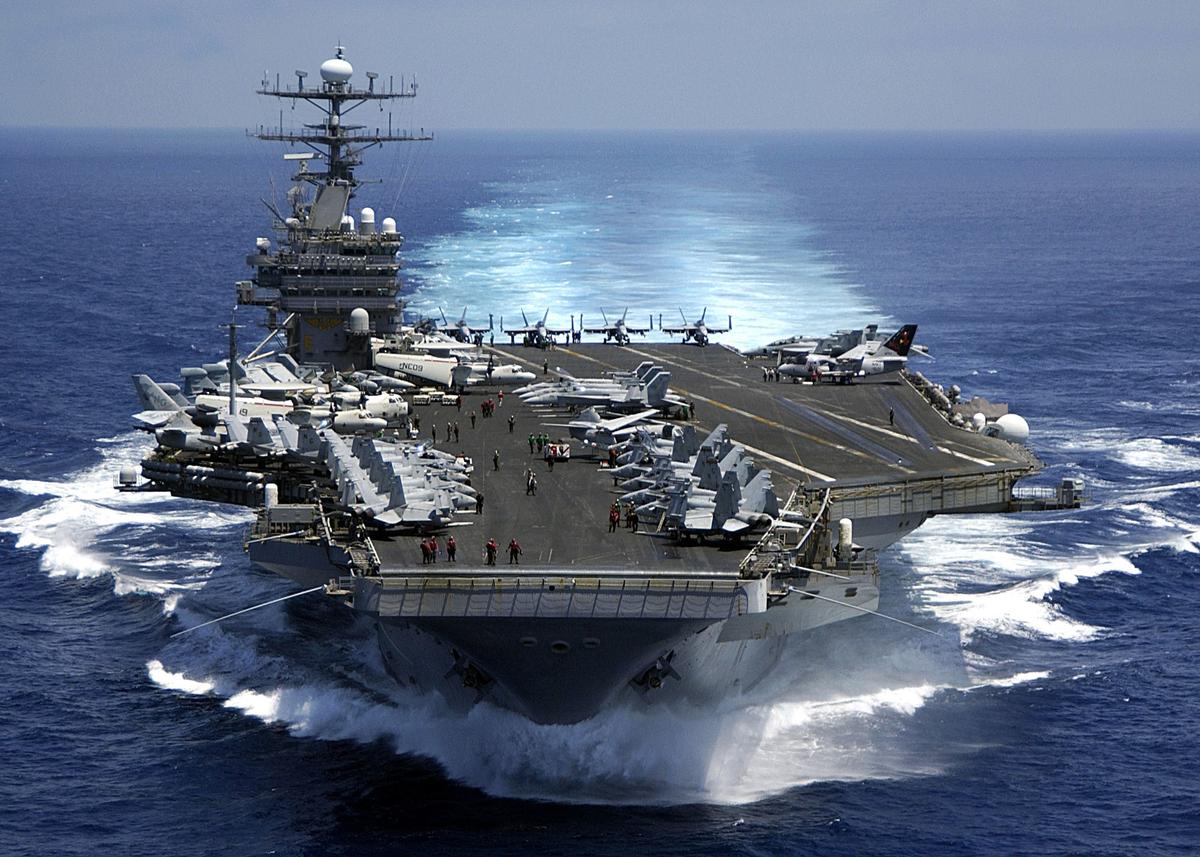 In this handout image provided by the U.S. Navy, the Nimitz-class aircraft carrier USS Carl Vinson (CVN 70) March 15, 2009, in the Indian Ocean. The Nimitz is one of three aircraft carriers now in the under the command of the 7th Fleet. (Petty Officer 2nd Class Dusty Howell/U.S. Navy via Getty Images)