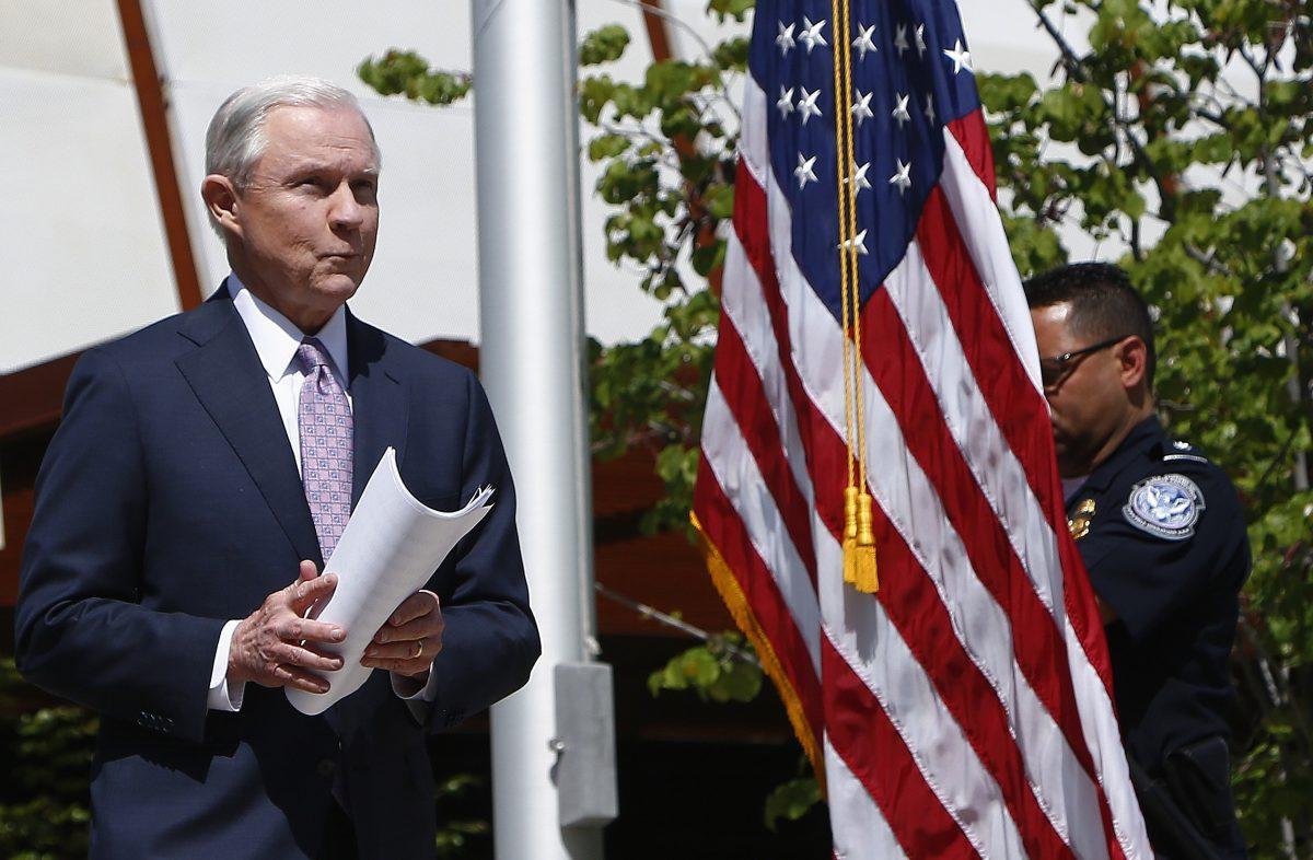U.S. Attorney General Jeff Sessions in April 2017 announces that immigration enforcement will be a key U.S. Justice Department priority with accelerated deportations of illegal immigrants, including those arrested for driving without a license or auto insurance. (Ross D. Franklin/AP Photo)
