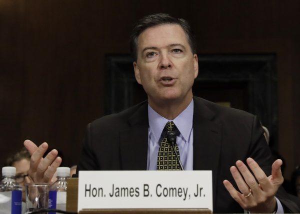 Then-FBI Director James Comey testifies before a Senate Judiciary Committee hearing on "Oversight of the Federal Bureau of Investigation" on Capitol Hill in Washington on May 3, 2017. (Kevin Lamarque/Reuters)