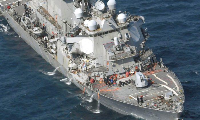 US Navy Ship Destroyer Collides With Gigantic Philippines Transport Vessel Off Japan
