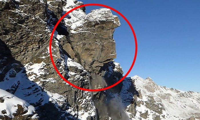 Video: Giant Mountain Rock Falls to Earth as Scientist Looks On