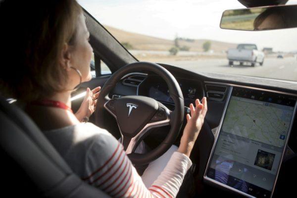 New Autopilot features are demonstrated in a Tesla Model S during a Tesla event in Palo Alto, Calif., on Oct. 14, 2015. (Beck Diefenbach/File Photo/Reuters)