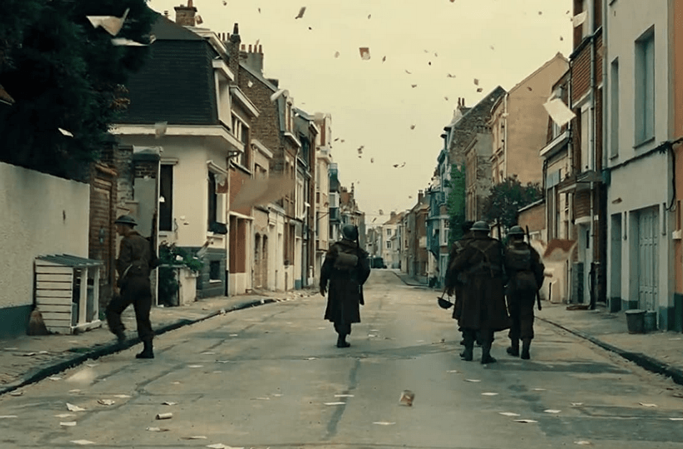 Terrifying pamphlets rain from the sky in "Dunkirk." (Melinda Sue Gordon/Warner Bros. Entertainment Inc.)