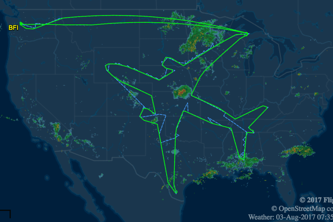 Boeing Just Spent 18 Hours Drawing a Massive Outline of a Plane Across America