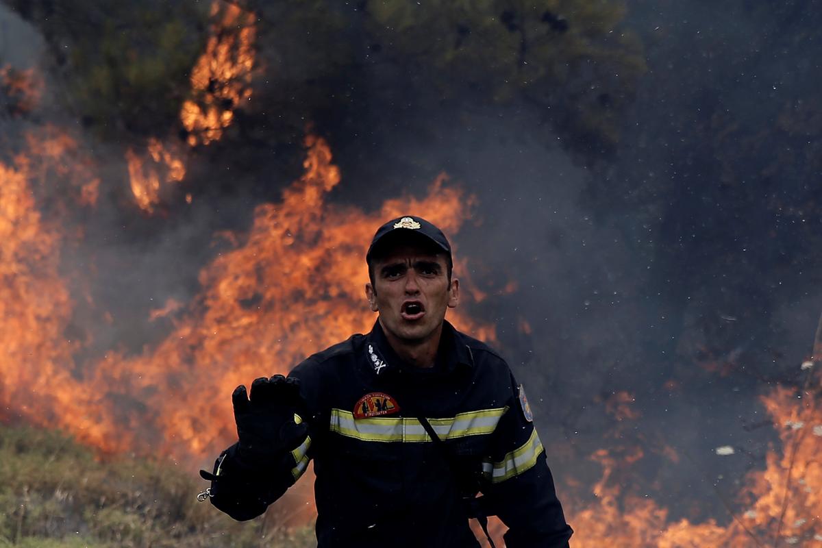 Firefighters Battle Wildfires Near Athens for Third Day