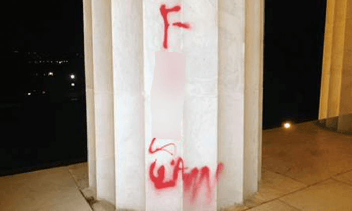 Lincoln Memorial Vandalized in Washington, DC, With Red Paint, Expletive