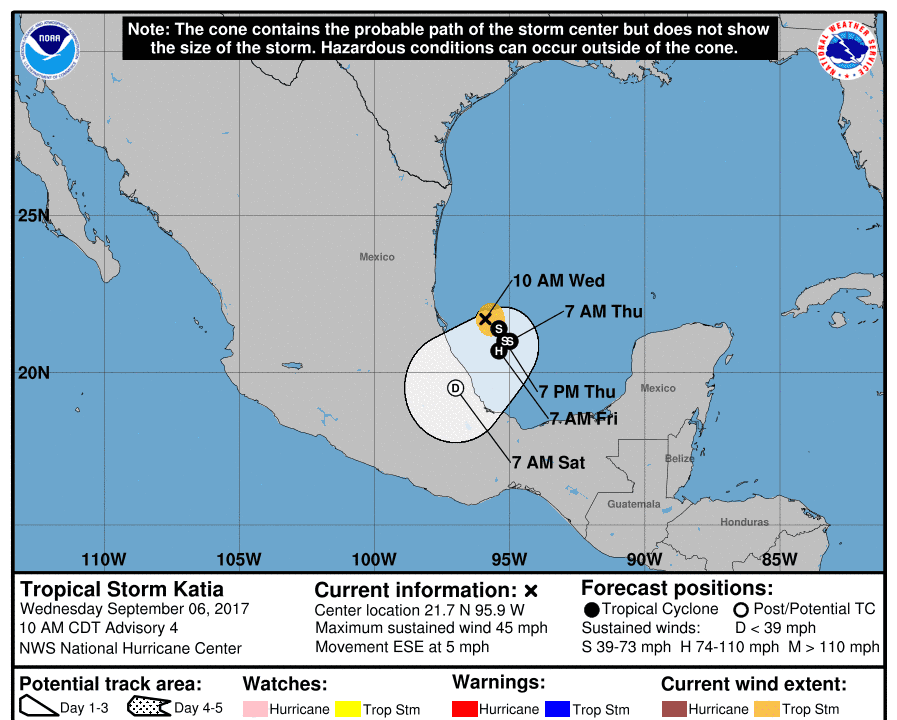 Tropical Storm Katia Upgraded to Hurricane Katia