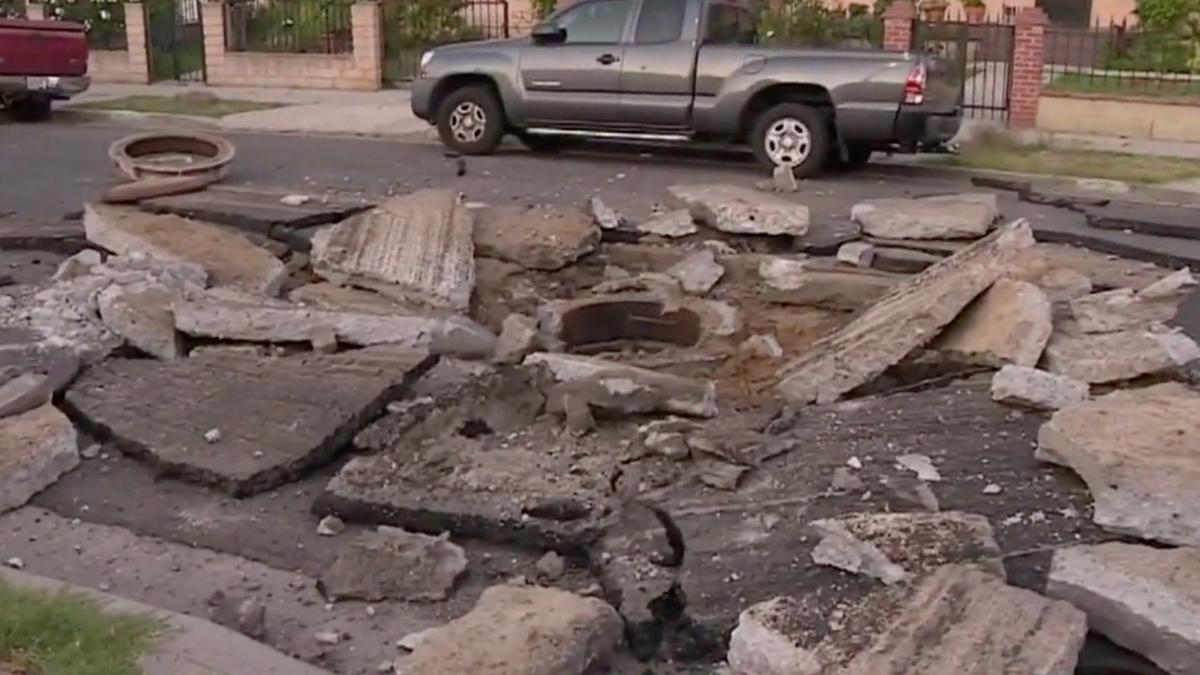 Los Angeles Street Explodes, Sending 7-Inch Thick Asphalt Chunks Flying