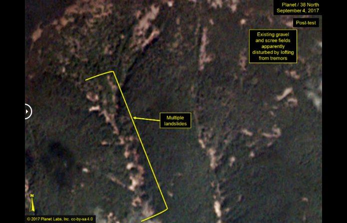 Mountain that likely served as the test site for North Korea’s five nuclear blasts is at risk of imminent collapse.<br/>(Planet Labs Inc / CC by SA 4.0)