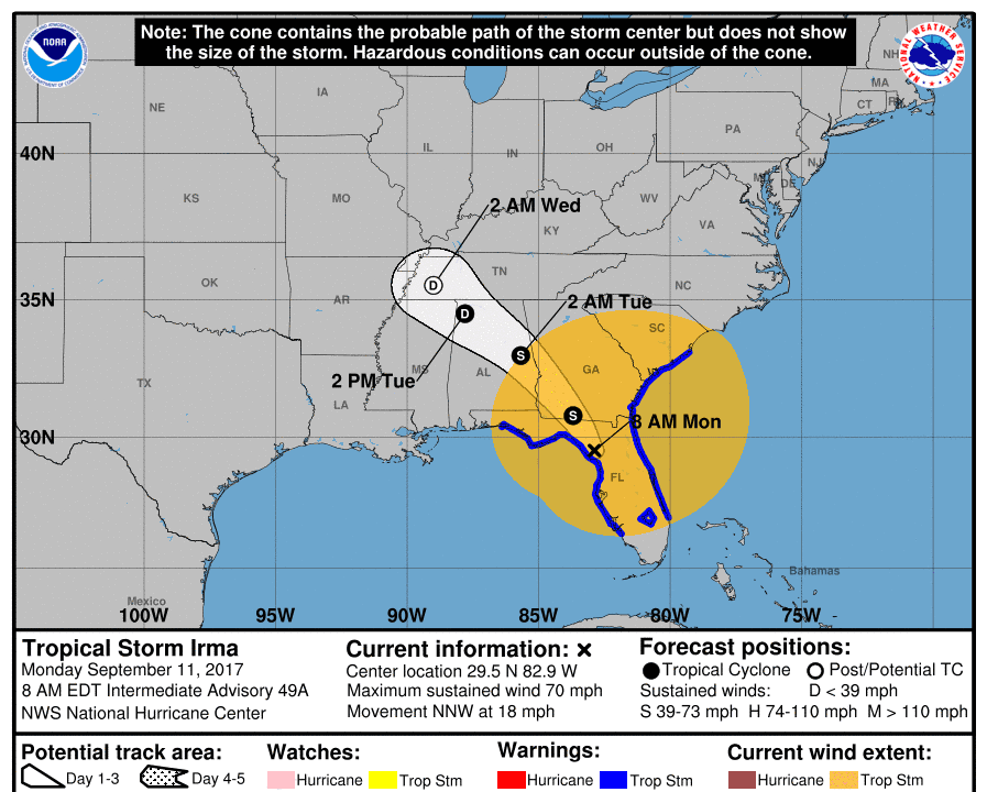 Here’s Where Irma Is Located - 2 p.m. Update Monday