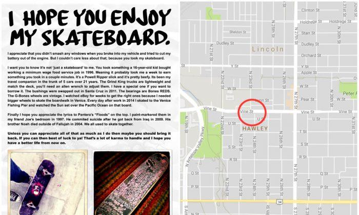 Man Posts Touching Note for Thief of Prized Skateboard