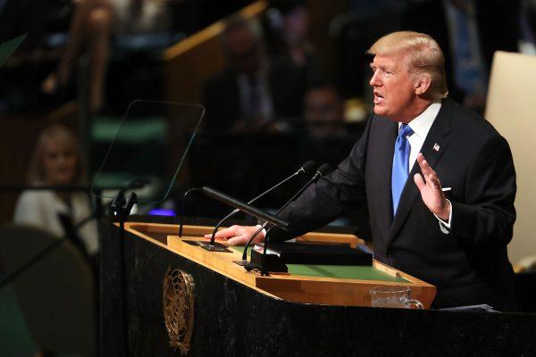 U.S. President Donald Trump speaks to world leaders at the U.N. General Assembly in New York on Sept. 19. (Spencer Platt/Getty Images)