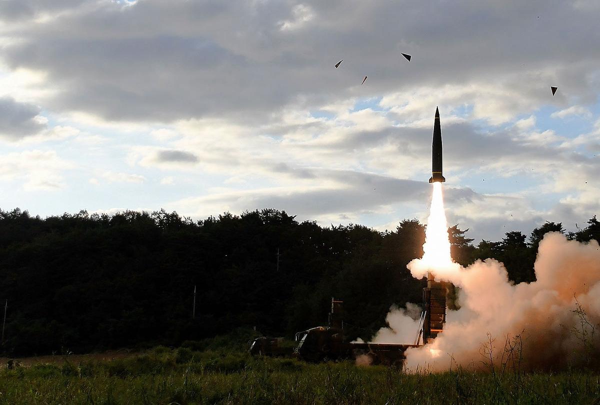 In this handout photo released by the South Korean Defense Ministry, South Korea's missile system is firing a Hyunmu-2 missile into the East Sea during a drill aimed to counter North Korea's missiles, on Sept. 15, 2017, on the east coast of South Korea. (South Korean Defense Ministry via Getty Images)