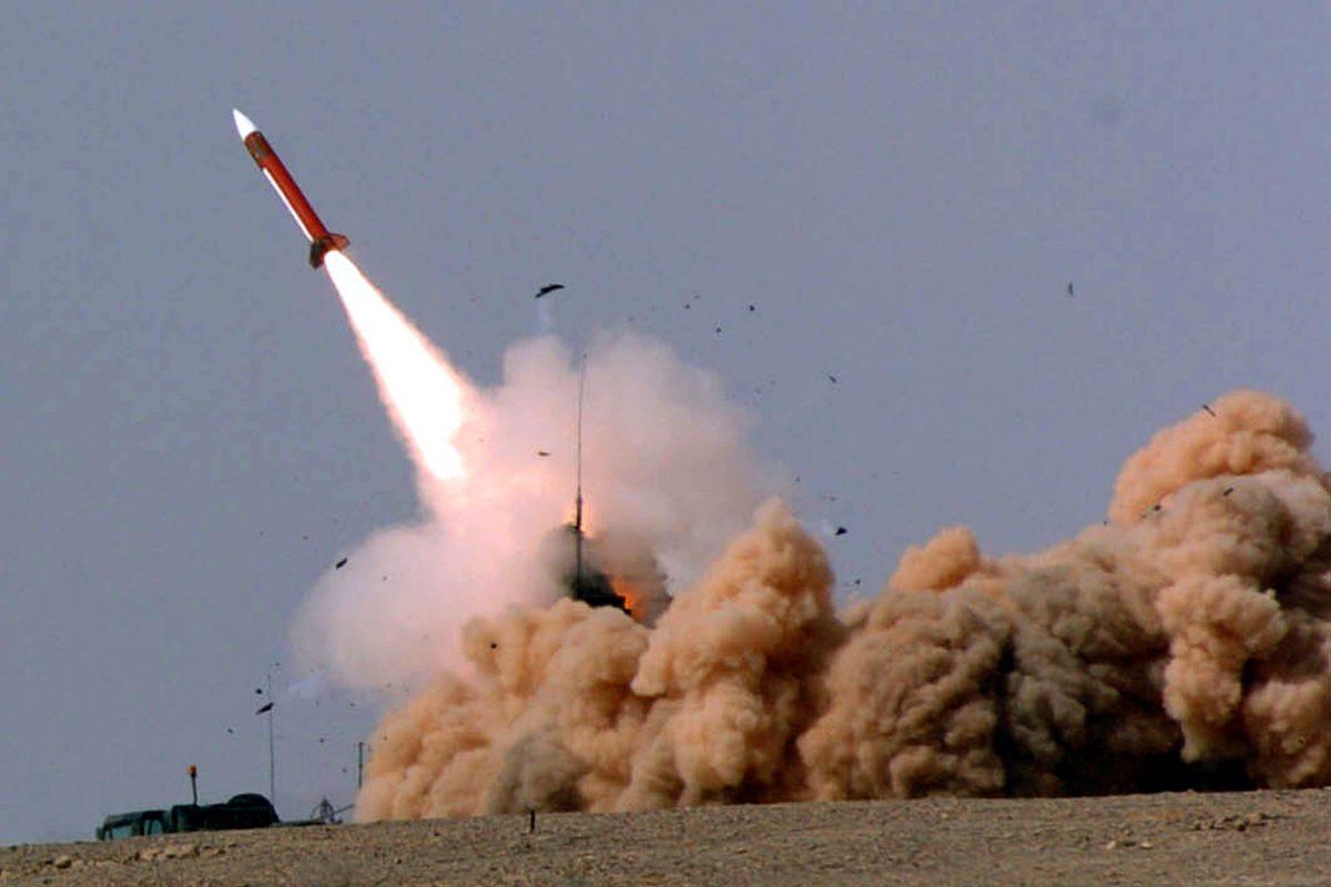 A Patriot missile is fired from a desert launch site April 12, 2005, in southern Israel. (IDF via Getty Images)