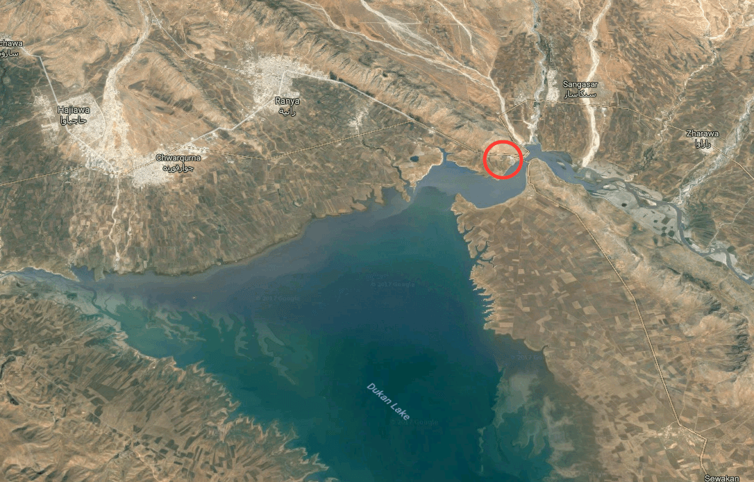 Approximate location of the ancient city at Qalatga Darband in Iraq. (Screenshot via Google Maps)