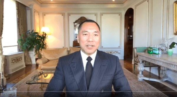 Chinese billionaire Guo Wengui dishes on top Chinese officials' wrongdoing during one of his YouTube livestream sessions. (Screenshot via YouTube/Guo Wengui)