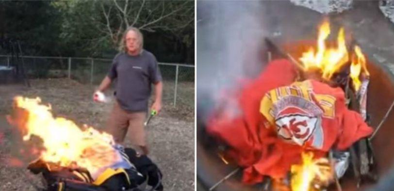 Some fans have burned NFL team memorabilia (Youtube screenshots)