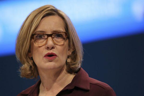 Home Secretary Amber Rudd delivers her keynote speech on the third day of the Conservative Party annual conference at the Manchester Central Convention Centre in Manchester on Oct. 3, 2017, in Manchester, England. (Christopher Furlong/Getty Images)