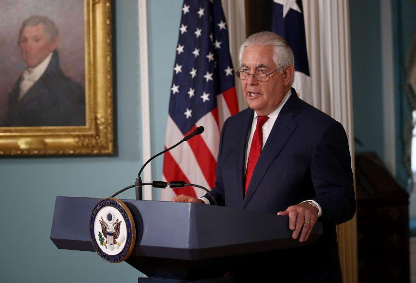 Secretary of State Rex Tillerson delivers a statement at the State Department in Washington, DC, on Oct. 4, 2017. (Win McNamee/Getty Images)
