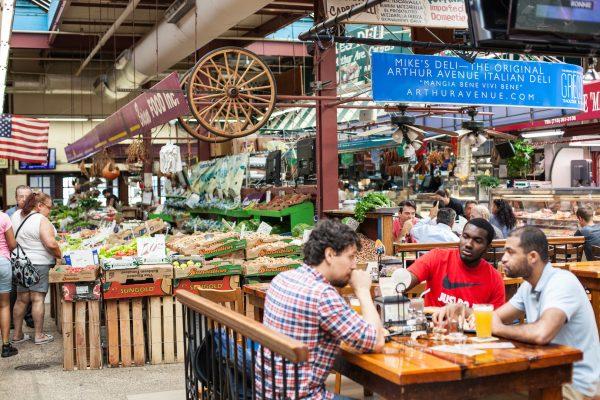Arthur Avenue Retail Market includes a produce market, butcher shop, deli counter, and beer garden. (Benjamin Chasteen/The Epoch Times)