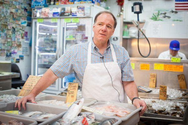 Frank Randazzo inherited Randazzo's Seafood market from his grandfather, who immigrated from Sicily. (Crystal Shi/The Epoch Times)