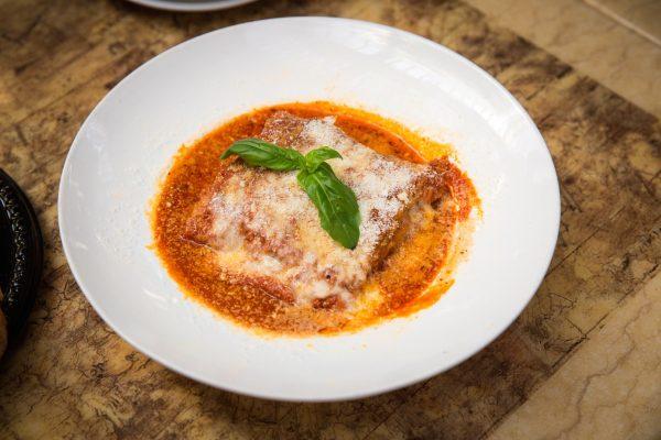 The recipe for Mike's Deli's eggplant parmesan was passed down from the Calabrian side of owner Dave Greco's family. (Benjamin Chasteen/The Epoch Times)
