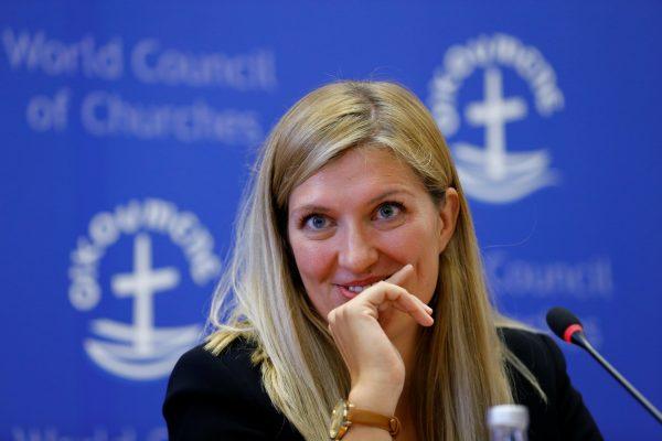 Beatrice Fihn, Executive Director of the International Campaign to Abolish Nuclear Weapons (ICAN), attends a news conference after ICAN won the Nobel Peace Prize 2017, in Geneva, Switzerland October 6, 2017. REUTERS/Denis Balibouse