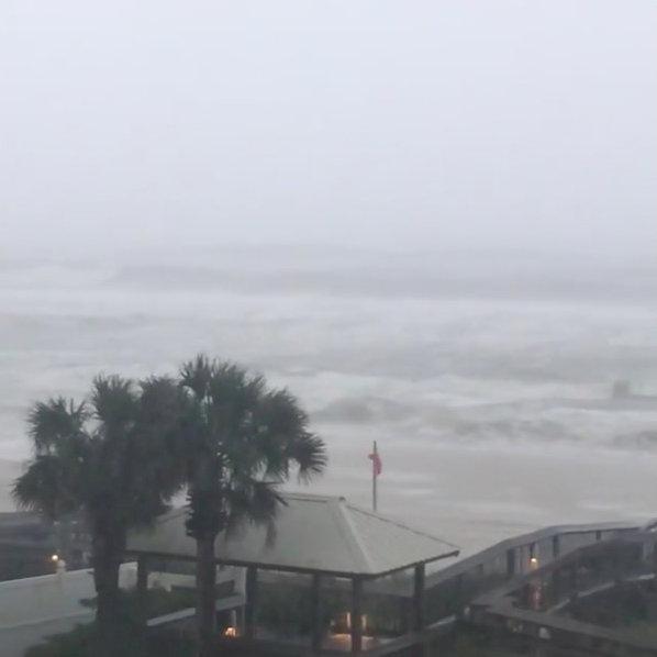 Heavy rain is seen at Orange Beach, Alabama, U.S. as Hurricane Nate approaches, on October 7, 2017 in this still image taken from a video obtained via social media. Jacob Kiper, Owensboro, (KY/Social Media via Reuters)