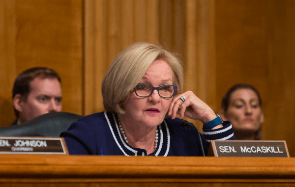 Sen. Claire McCaskill (D-Mo.) at a Senate hearing on "Threats to the Homeland" in Washington on Sept. 27, 2017. (Samira Bouaou/The Epoch Times)