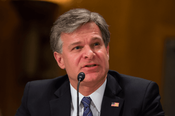FBI Director Christopher Wray at a Senate hearing on "Threats to the Homeland" in Washington on Sept. 27, 2017. (Samira Bouaou/The Epoch Times)