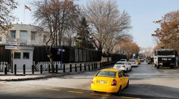 An armoured Turkish police vehicle is parked near the U.S. Embassy in Ankara, Turkey on Dec. 20, 2016. (Reuters/Umit Bektas)