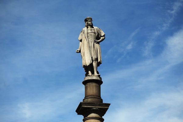 A 76-foot statue of explorer Christopher Columbus stands in Columbus circle on Aug. 23, 2017 in New York City. (Spencer Platt/Getty Images)
