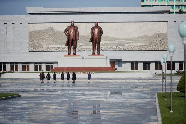 <br/>Statues of former leaders Kim Il Sung and Kim Jong Il are seen in Wonsan, North Korea October 2016. (Christian Peterson-Clausen/Handout via Reuters)