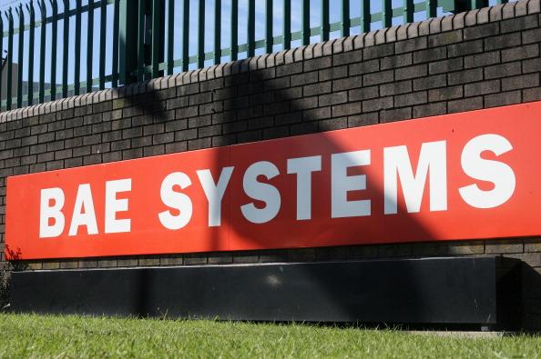 The BAE Systems logo is pictured at the BAE Systems site at Brough in East Yorkshire, north east England, on Sept. 27, 2011. (Lindsey Parnaby/AFP/GettyImages)