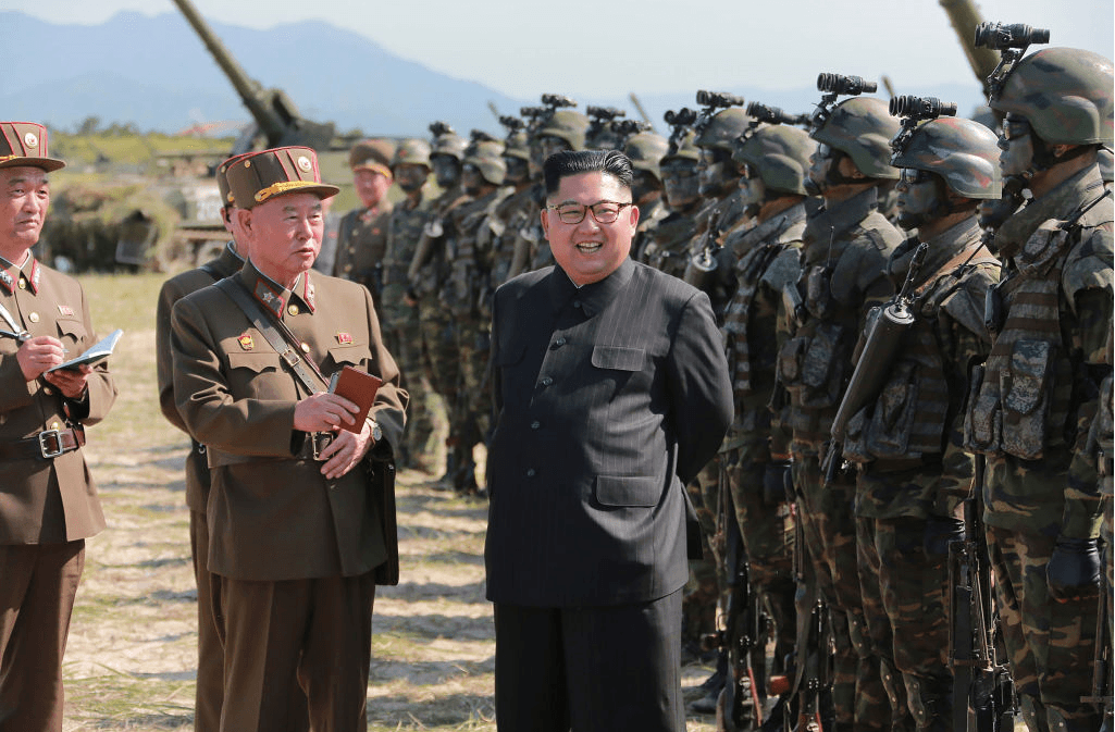 This undated photo released by North Korea's official Korean Central News Agency on Aug. 26, 2017 shows North Korean leader Kim Jong Un presiding over a Special Forces exercise at an undisclosed location. (STR/AFP/Getty Images)