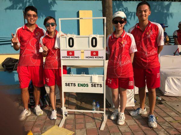 The four youngsters (from left) James Po, Gloria Ha, Angel So and Adrian Yau restored some pride for Hong Kong at the Asian Lawn Bowls Championship in India after winning two golds, two silvers and a bronze between them. (Walter Kwok)