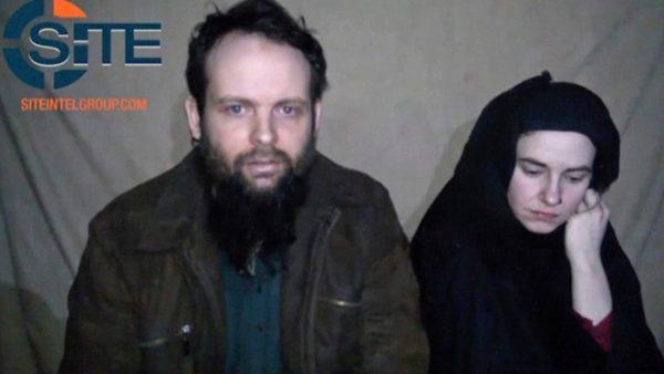 An undated image provided by SITE Intel Group shows Canadian Joshua Boyle and American Caitlan Coleman, who were kidnapped in Afghanistan in 2012. (SITE Intel Group)