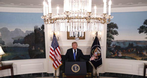 President Donald Trump speaks about Iran and the Iran nuclear deal in the Diplomatic Room of the White House in Washington on Oct. 13, 2017. (Kevin Lamarque/Reuters)
