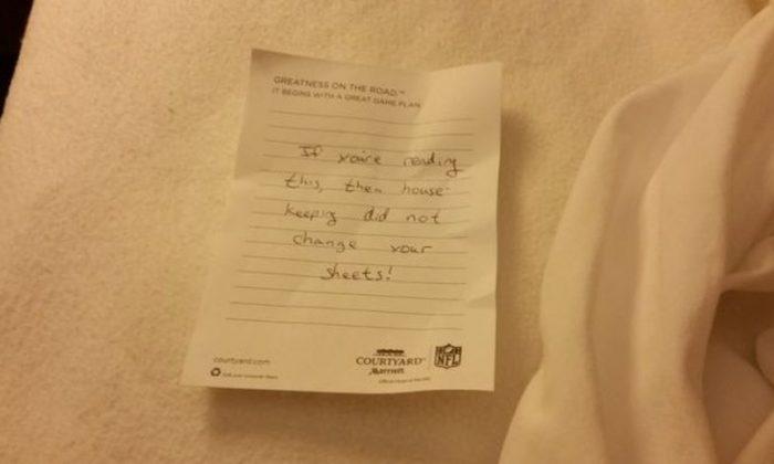 Viral Note Warns of Dirty, Reused Sheets in Hotel