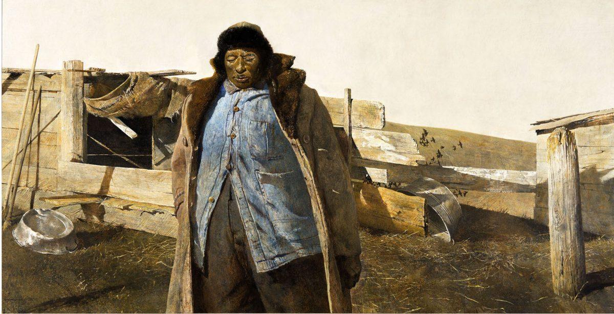 “Adam,” 1963, by Andrew Wyeth. Tempera on hardboard panel, 24 1⁄4 inches by 48 inches, Brandywine River Museum of Art, Gift of Anson McC. Beard, Jr., 2002. [Andrew Wyeth/Artists Rights Society (ARS)]