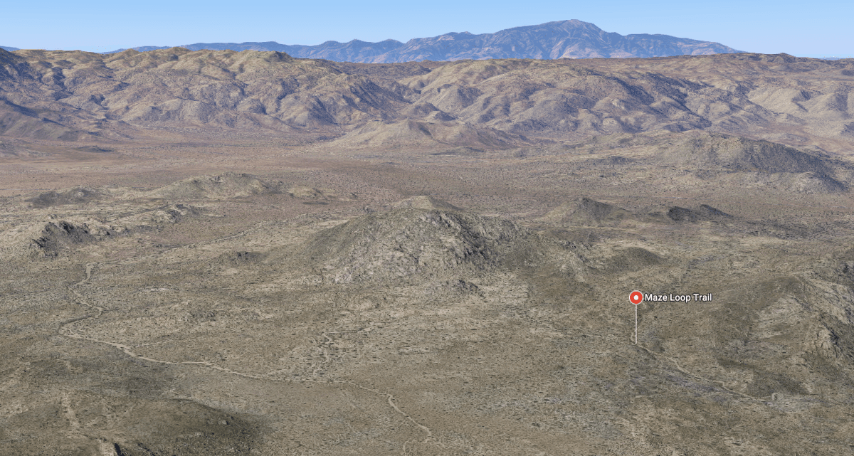 Maze Loop Trail in Joshua Tree National Park, California. (Screenshot via Google Maps)