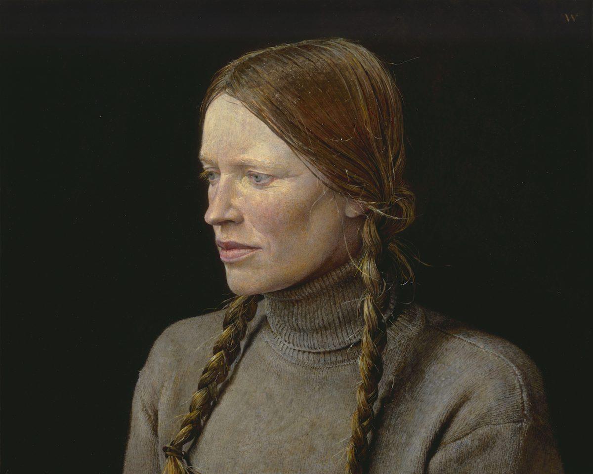 "Braids," 1977, by Andrew Wyeth. Tempera on hardboard panel,  16 1⁄2 inches by 20 1⁄2 inches. Private collection, Pacific Sun Trading Company. (Courtesy of Frank E. Fowler and Warren Adelson)