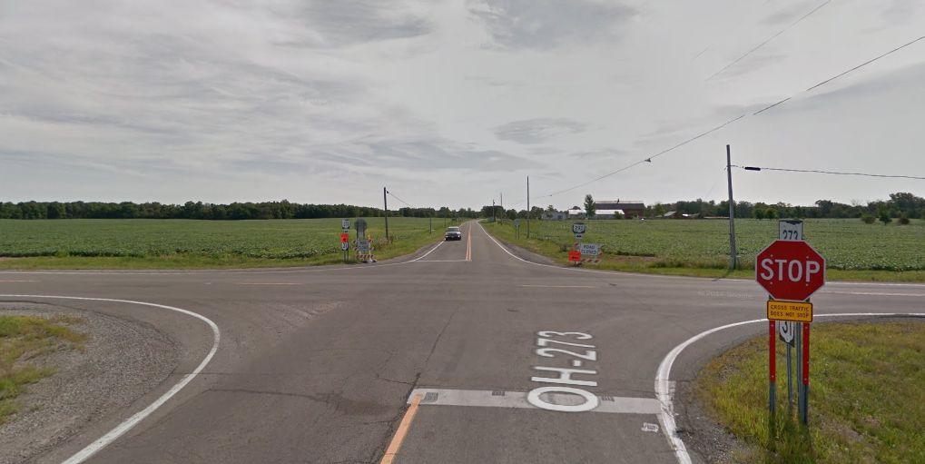 Ohio State Route 273 and State Route 292, where the crash occurred. (Google Street View)